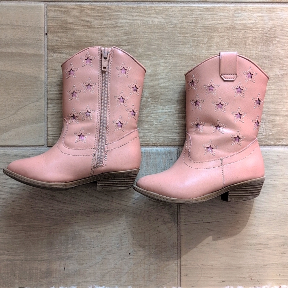 Tucker + Tate Toddler Girl Size 7 Pink Star Embroidered Boots